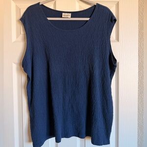 The Vermont County Store Textured Navy Tank Top Shirt Women’s Size 2X EUC